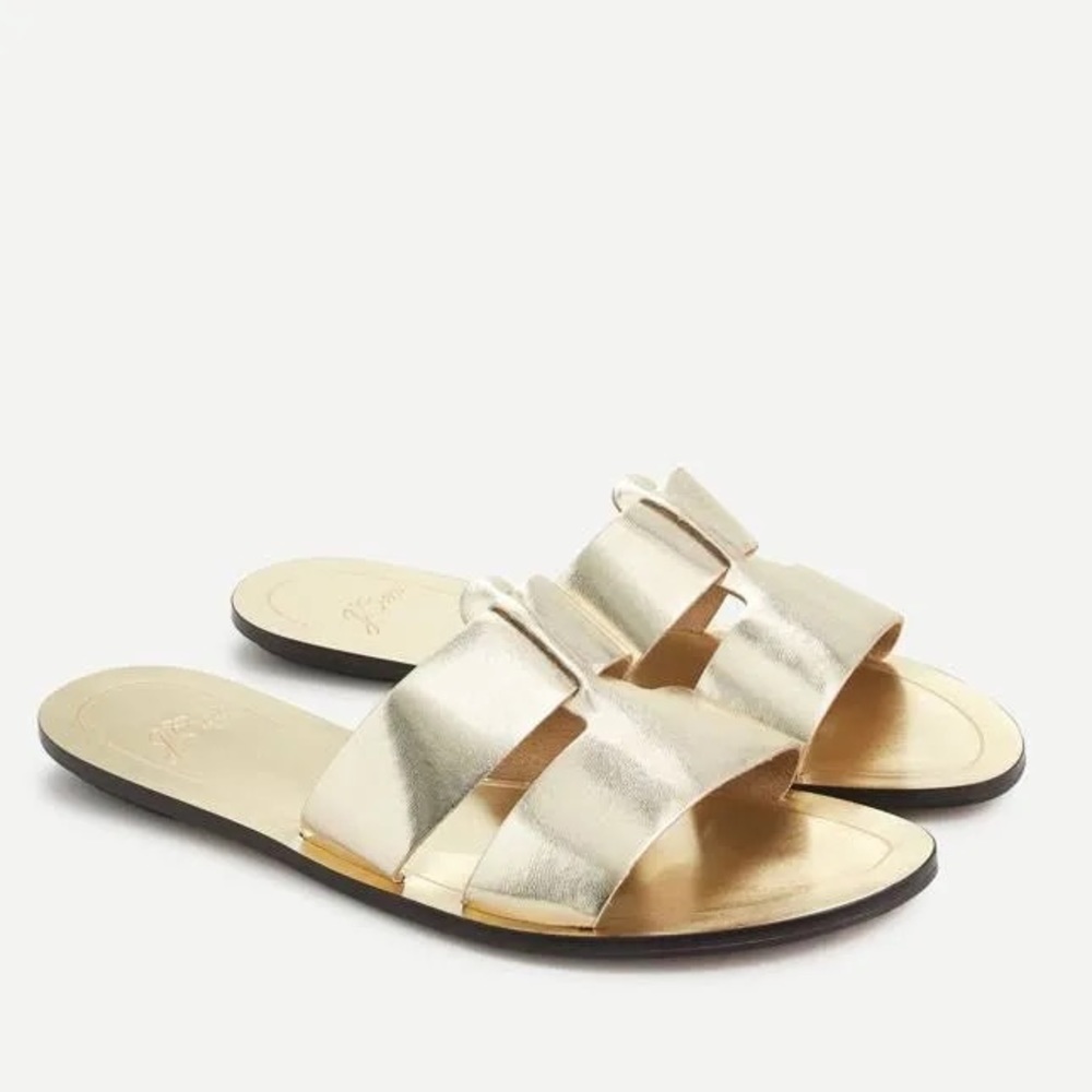 NEW J.Crew Metallic Leather Cyprus Sandals Gold 7